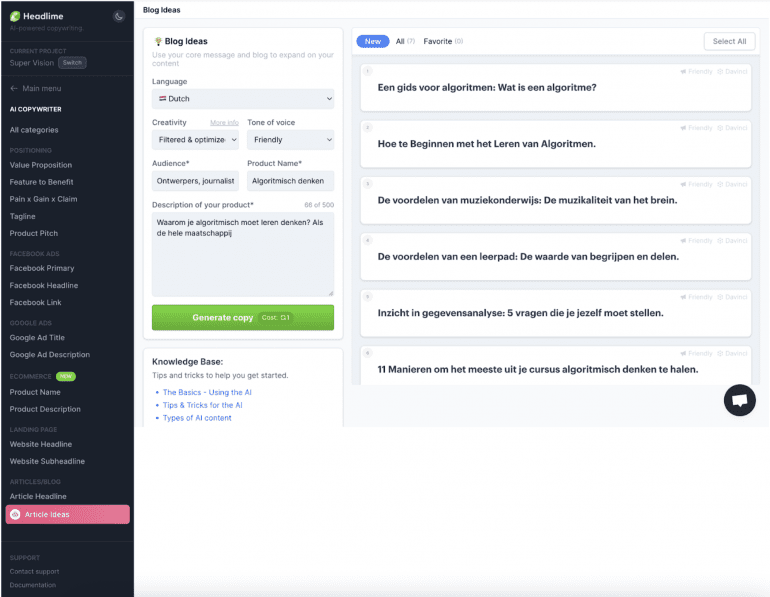 Screenshot Headlime