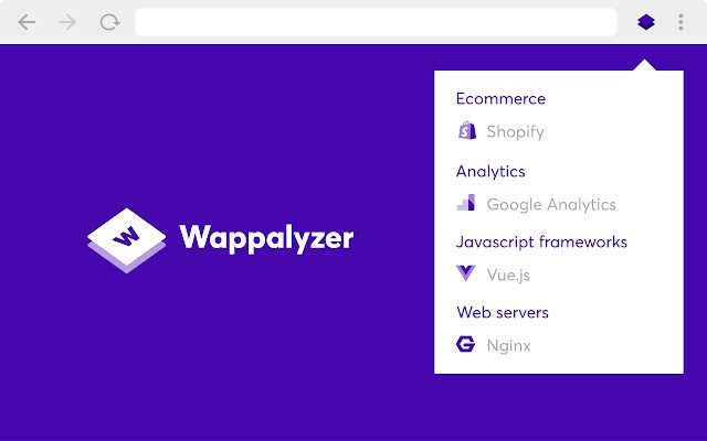 Screenshot van Wappalyzer.