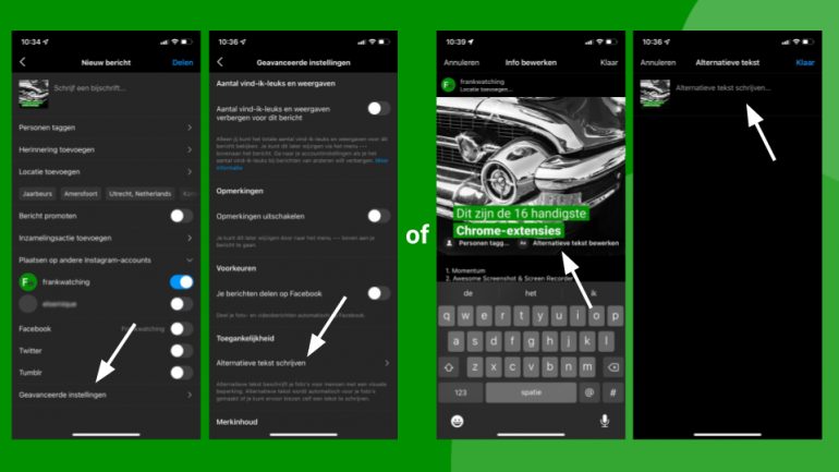 Alternatieve tekst instellen op Instagram