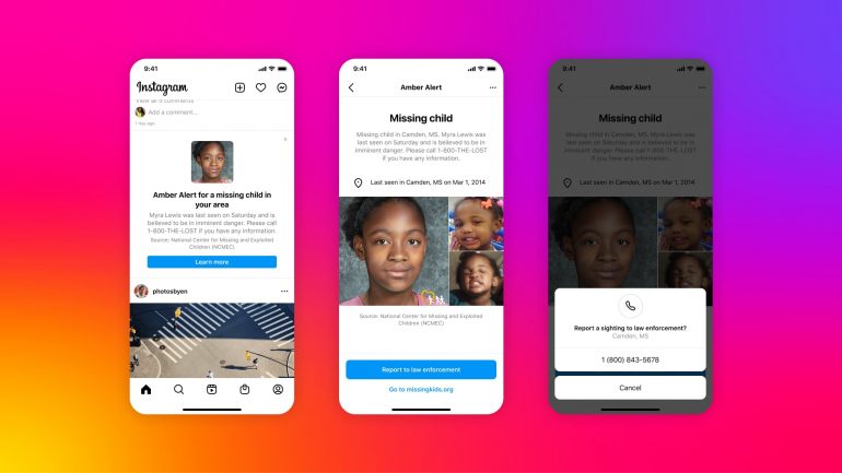 Instagram voorbeeld Amber alert