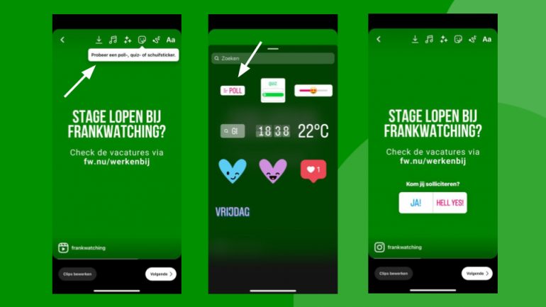 Interactieve stickers in Instagram Reels