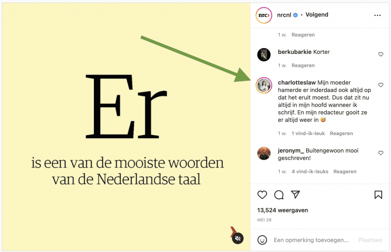 Screenshot van een Instagram-post.