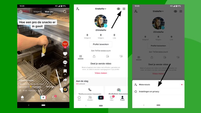 tiktok account beheren