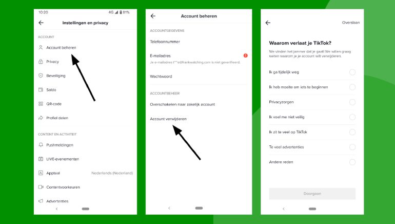 TikTok-account verwijderen