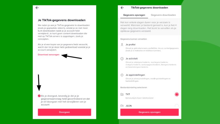 Bevestigen verwijderen TikTok-account