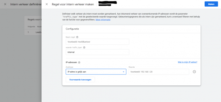 regel voor intern verkeer