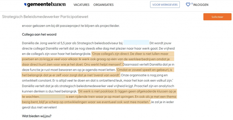 Voorbeeld sociale bewijskracht in vacature