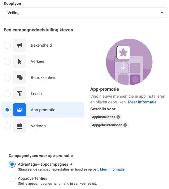 App-promotie met Meta.