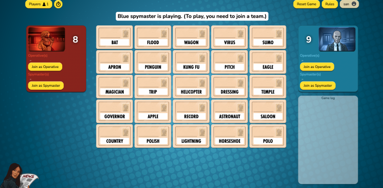 Codenames online bordspel.