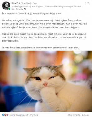 Post over ergernis over het woord 'even'. 