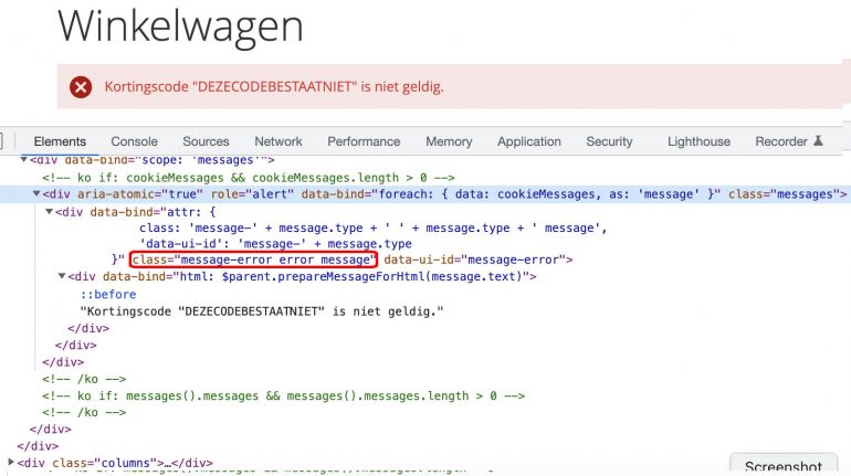 Magento 2 waarschuwing meten