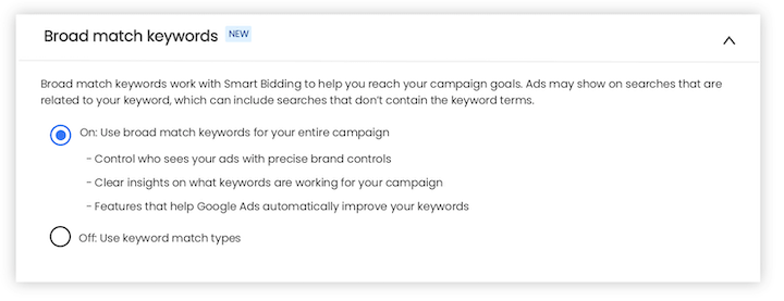 broad match keywords