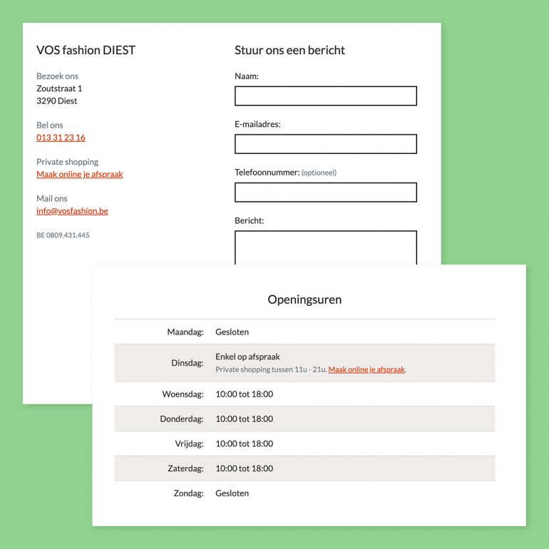 voorbeeld contact pagina formulier