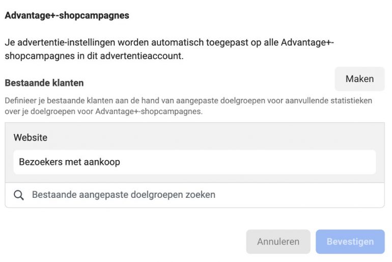 Bestaande klanten toevoegen aan Advantage+.