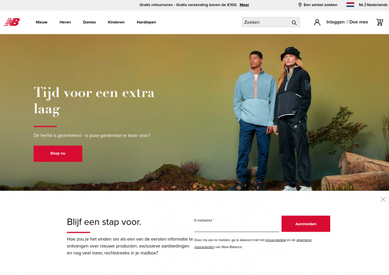 New Balance homepage