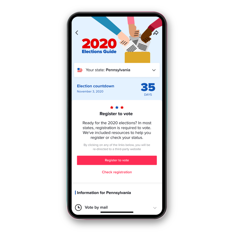 Het TikTok Elections Center. Bron: TikTok