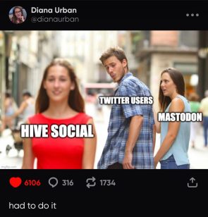Screenshot van een bericht op Hive.