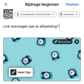 Link toevoegen aan je afbeelding als vorm van contentmarketing op LinkedIn