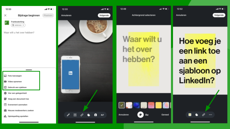 Uitleg link toevoegen aan afbeelding of sjabloon op LinkedIn