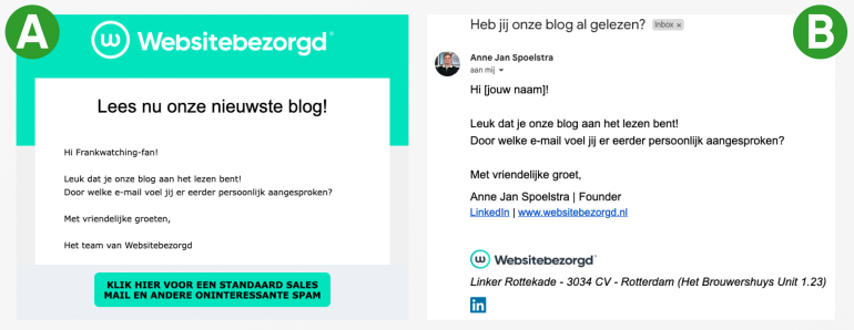 voorbeelden email personalisatie en commercieel