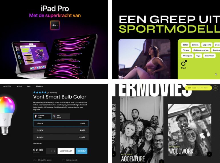 Voorbeelden van donker met neon design.