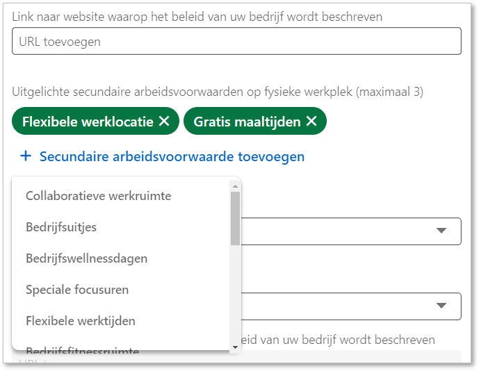 LinkedIn werkplek instellen.