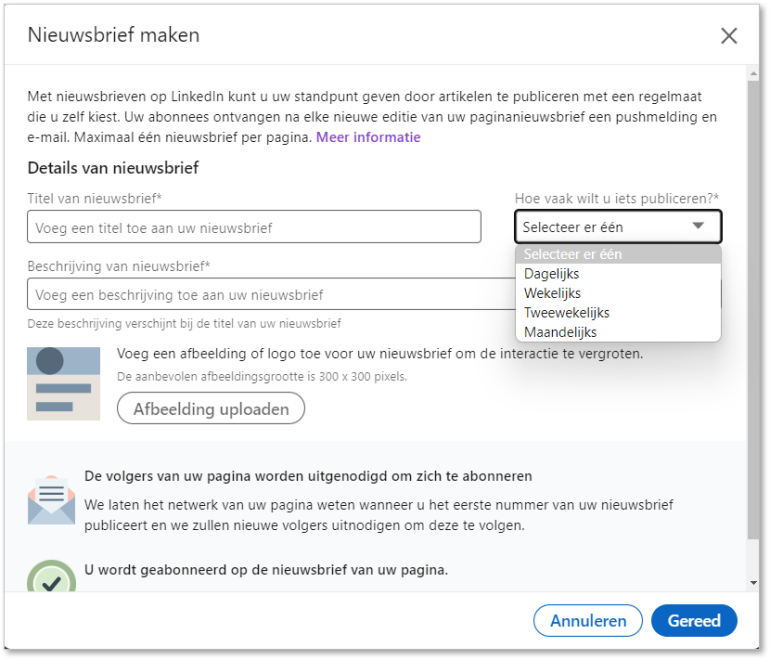 LinkedIn nieuwsbrief maken.