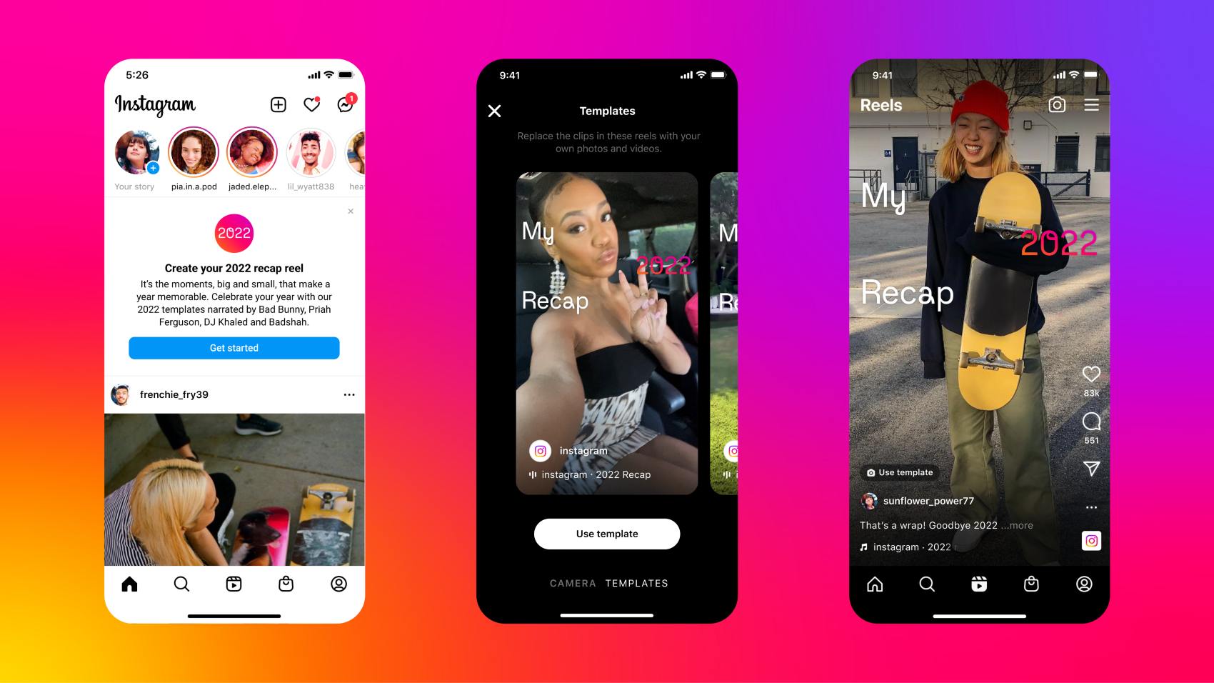 Instagram Recap 2022 screenshots. 