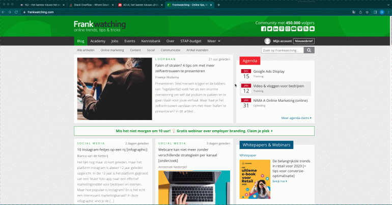 Google Chrome sneltoetsen tabbladen sluiten