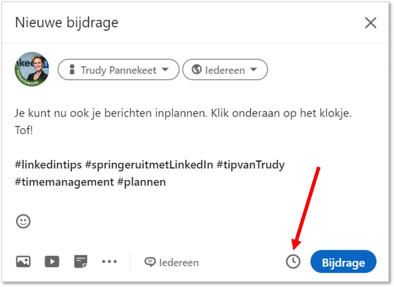 LinkedIn berichten inplannen.