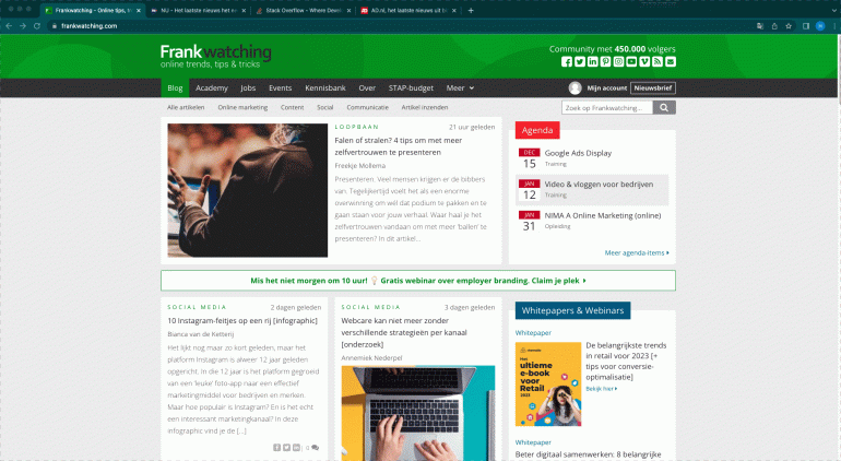 Google Chrome sneltoetsen rangschikken open tabbladen