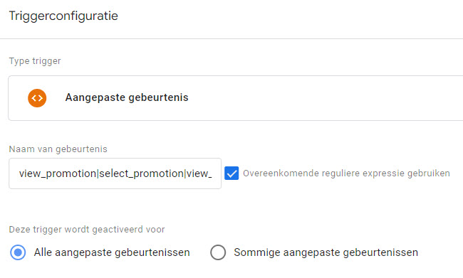 Triggerconfiguratie.