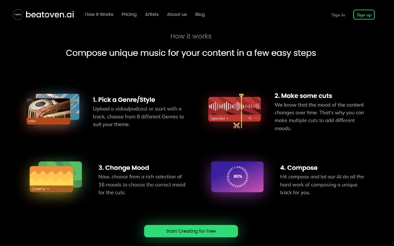 Beathoven.ai website.
