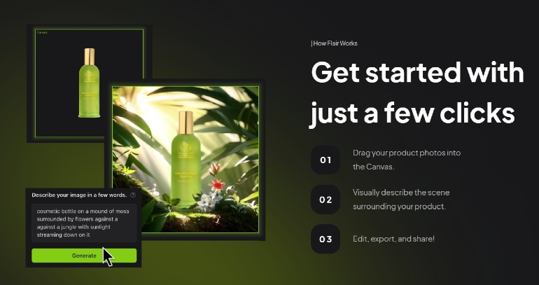 Flair.ai, een tool voor productfoto's.