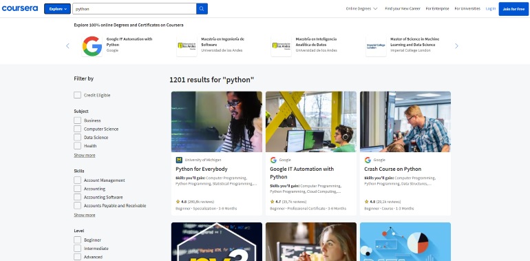 Coursera voorbeeld van python-lessen.