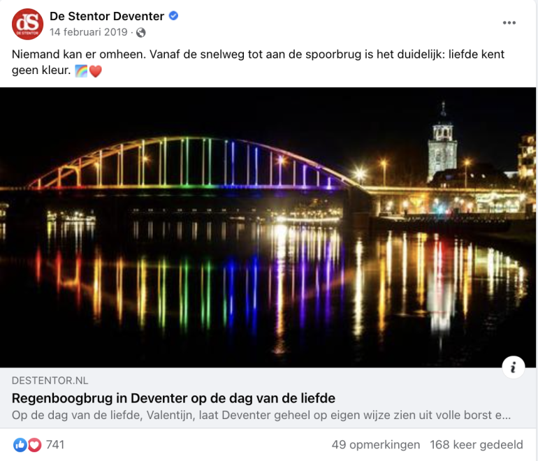 Valentijnsdag post De Stentor regenboogbrug
