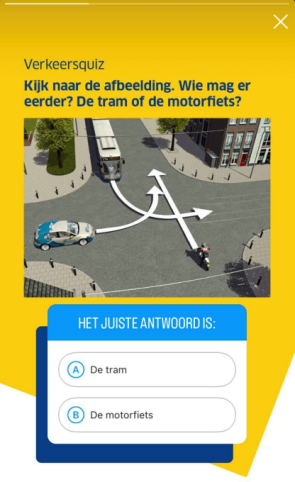 Voorbeeld verkeersquiz van ANWB op Instagram