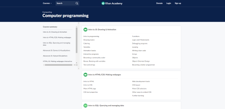 Khan Academy computer programming.