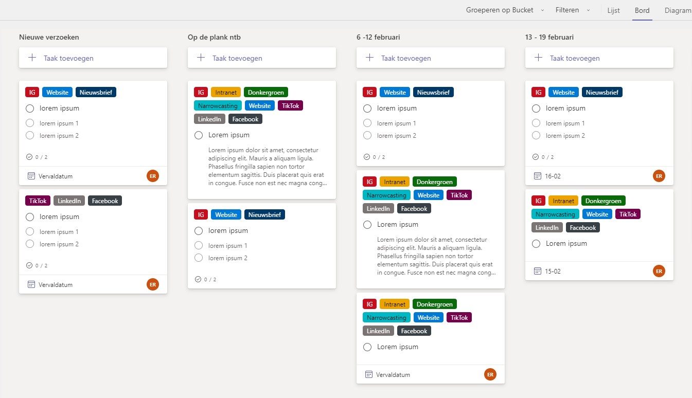 de content kalender in MS Teams