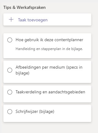 Tips & werkafspraken in contentkalender