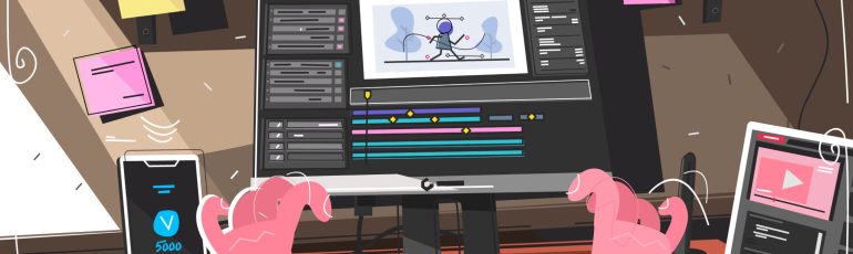 Illustratie van monteren van viceo bij artikel over video's maken met behulp van AI