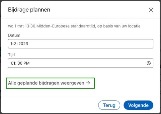 Post inplannen op LinkedIn - geplande berichten weergeven