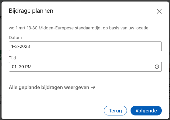 Post inplannen op LinkedIn stap 2