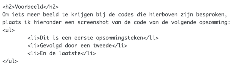 Voorbeeld van coderen in html