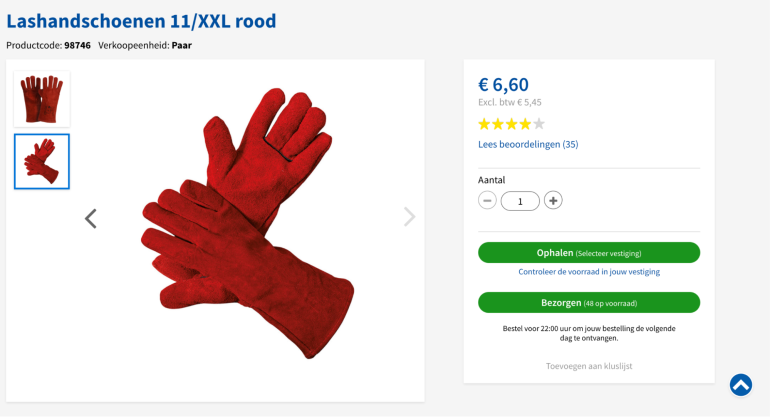 Lashandschoenen afkomstig van Toolstation