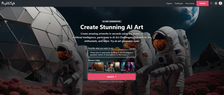 Nightcafe: tool voor AI Art.