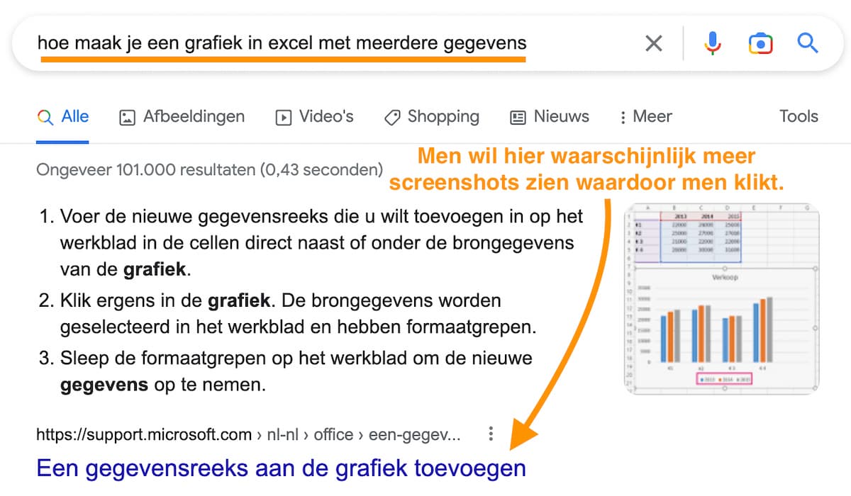 Voorbeeld in Google