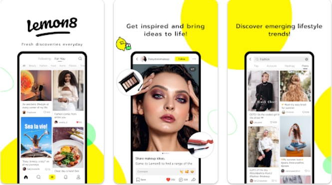 Hoe de app Lemon8 eruitziet, screenshot vanuit de Google Play Store.