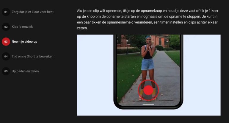 Stap 3 YouTube Short opnemen