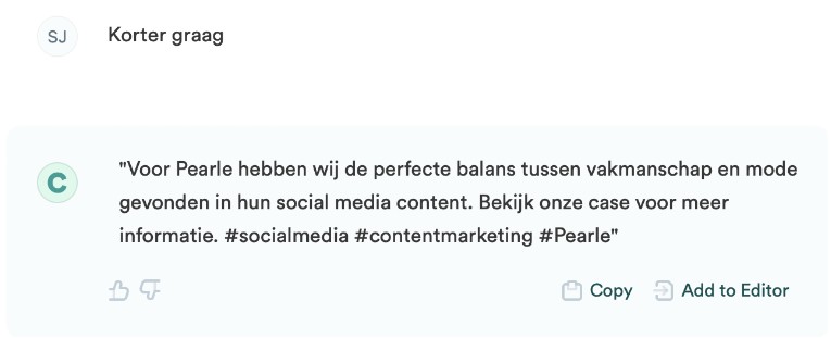 Promt aan AI om een tekst korter te maken.